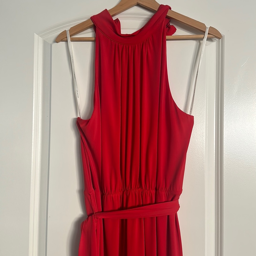 Halston red evening gown, size 14.